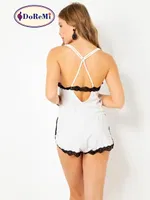 DoReMi Dantelli Pamuklu Şortlu Tulum Pijama Beyaz görsel 7