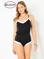 DoReMi Pamuklu Şortlu Tulum Pijama Siyah detay görünüm