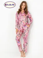 DoReMi Rosy Uzun Kollu Bayan Pijama Takımı Desenli
