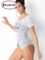 DoReMi Yandan Bağlamalı Şortlu Pijama Takımı Gri görsel 5