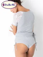 DoReMi Yandan Bağlamalı Şortlu Pijama Takımı Gri görsel 7