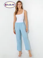 Beli Lastikli Viskon Bayan Pijama Altı BULUT MAVİSİ görsel 4