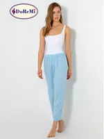 Beli Lastikli Viskon Bayan Pijama Altı BULUT MAVİSİ görsel 8