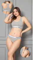 Elegant Beyaz Spor Sütyeni Ve String Külotlu Takım 23001-YG Öztaş Gri detay görünüm