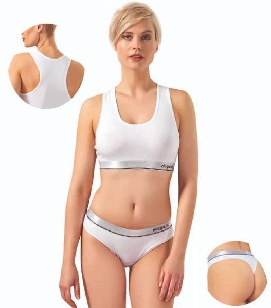 Elegant Beyaz Spor Sütyeni Ve String Külotlu Takım 23001-YG Öztaş