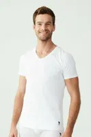 Erkek Kısa Kol V Yaka Atlet 2 Li US. POLO ASSN. 80194 Beyaz detay görünüm