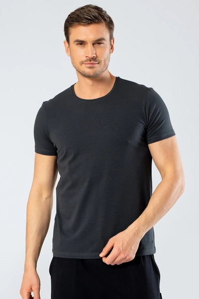 Erkek Likralı O Yaka T-shirt Cacharel 1331/OLİVE