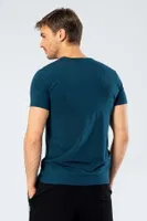 Erkek Likralı V Yaka T-shirt Cacharel 1332/PETROL Petrol detay görünüm