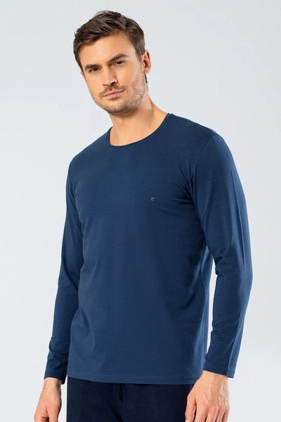 Erkek Uzun Kollu T-Shirt Cacharel 1333/İNDİGO