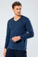 Erkek V Yaka Uzun Kollu T-Shirt Cacharel 1334/İNDİGO İndigo detay görünüm