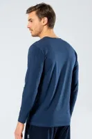 Erkek V Yaka Uzun Kollu T-Shirt Cacharel 1334/İNDİGO İndigo farklı açı
