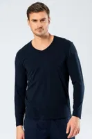 Erkek V Yaka Uzun Kollu T-Shirt Cacharel 1334/LACİVERT Lacivert