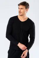 Erkek V Yaka Uzun Kollu T-Shirt Cacharel 1334/SİYAH Siyah detay görünüm