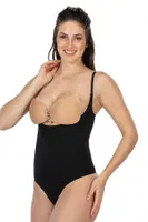 Göğüsü Açık String Body Korse Emay 2076 Siyah farklı açı