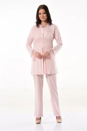 XSES Hamile Lohusa 3lü Pijama Gecelik Takım XSES 4300