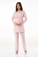 Hamile Lohusa 3lü Pijama Gecelik Takım XSES 4300 Pudra