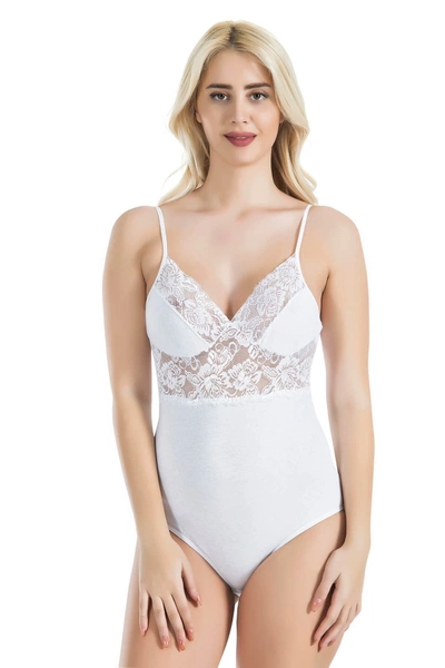 İp Askılı Dantelli Kadın Body Derya Kurşun 334