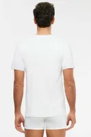 Kom Erkek Hulio Bisiklet Yaka 2 li Erkek Tshirt Beyaz detay görünüm