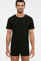 Kom Erkek Hulio Bisiklet Yaka 2 li Erkek Tshirt Siyah farklı açı