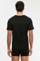 Kom Erkek Hulio Bisiklet Yaka 2 li Erkek Tshirt Siyah görsel 4