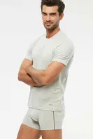 Kom Erkek James Bisiklet Yaka 2 li Erkek Tshirt Gri farklı açı