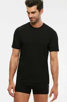 Kom Erkek James Bisiklet Yaka 2 li Erkek Tshirt Siyah