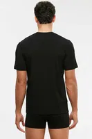 Kom Erkek James Bisiklet Yaka 2 li Erkek Tshirt Siyah detay görünüm