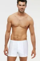 Kom Erkek Şort - Elite Pamuk Merserize Erkek Boxer Beyaz
