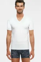 Kom Erkek V Yaka Pamuklu T-Shirt Antonio Beyaz farklı açı