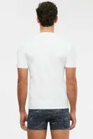 Kom Erkek V Yaka Pamuklu T-Shirt Antonio Beyaz görsel 4