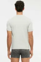Kom Erkek V Yaka Pamuklu T-Shirt Antonio Gri Melanj görsel 6