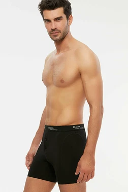 Kom Kom Erkek Long Şort - Long Çift Düğmeli Uzun Erkek Boxer - Alternatif Görünüm