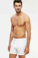 Kom Erkek Long Şort - Long Çift Düğmeli Uzun Erkek Boxer Beyaz görsel 4