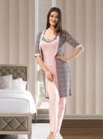 Leopar Desenli Kadın Pijama Takım Derya Kurşun 1036
