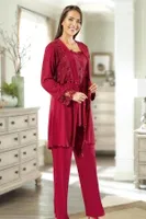 Lohusa Hamile 3lü Takım XSES 2195 Bordo görsel 7