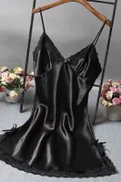 Dantelli Kısa Saten Gecelik Merry See MS2331-Siyah Siyah