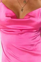 Merry See Saten Yırtmaçlı Kısa Gecelik MS2324-Pembe Pembe görsel 8