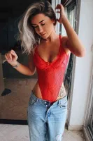 Sexy Kırmızı Body Merry See MS2517 Kırmızı farklı açı