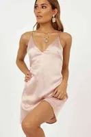 Merry See Şık Kısa Saten Gecelik Pembe Pembe farklı açı