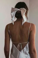 Merry See Sırt Dekolteli Uzun Saten Gecelik Elbise MS2329-Beyaz Beyaz görsel 7