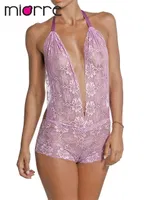 Göğüs Dekolteli Miorre Dantel Babydoll Orkide görsel 5