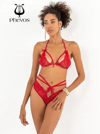 Miorre Miorre Fantezi Kırmızı Babydoll Sütyen Takım