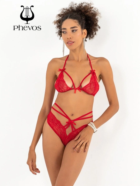 Miorre Fantezi Kırmızı Babydoll Sütyen Takım