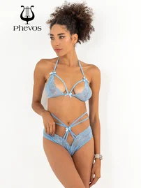 Miorre Miorre Fantezi Mavi Babydoll Sütyen Takım