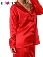 Miorre Saten Kadın Pijama Takım 001-018466 Kırmızı görsel 7
