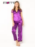 Miorre Saten Pijama Takım Bayan 18524 Mor detay görünüm