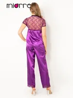 Miorre Saten Pijama Takım Bayan 18524 Mor görsel 5