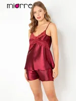 Miorre Saten Şortlu Takım Bordo Bordo farklı açı