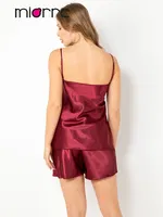 Miorre Saten Şortlu Takım Bordo Bordo görsel 5