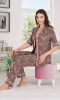 Önden Düğmeli Pijama Atlet 3 lü Takım Lady 20008 Kahverengi